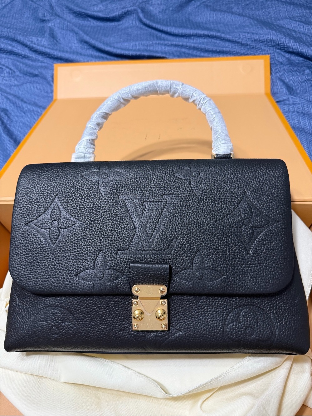Black Women’s Embossed Satchel Handbag – Top Handle – New.